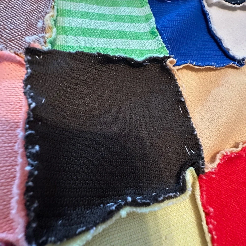 Vintage Unfinished Patchwork Quilt Top 82x80 Multi Color Hand Stitched Square
